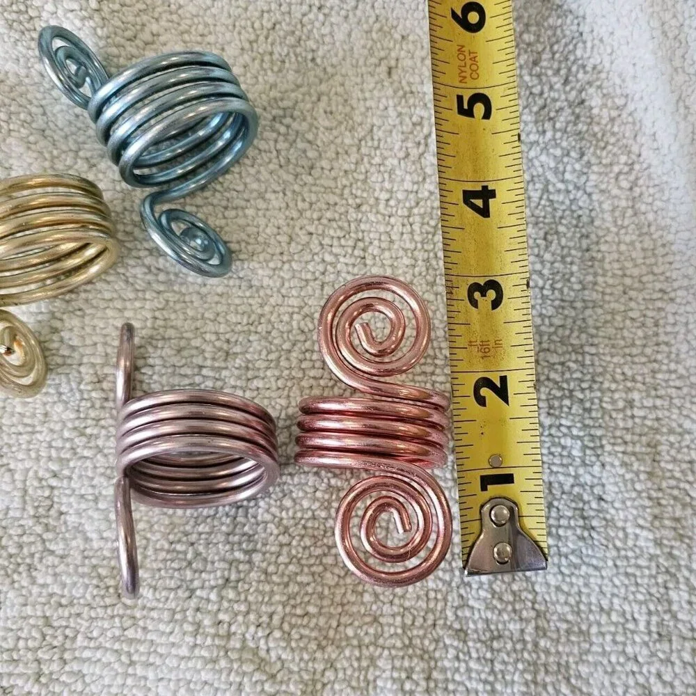 Spiral Metal Colored Napkin Rings Serviette Holders Eclectic Ornate Set‎ Of 4